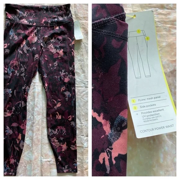 NWT Contour Power Waist  High Rise 7/8 Purple Print Leggings All In Motion - Picture 10 of 15